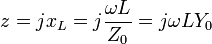 z=jx_L=j \frac{\omega L}{Z_0}=j\omega LY_0\,